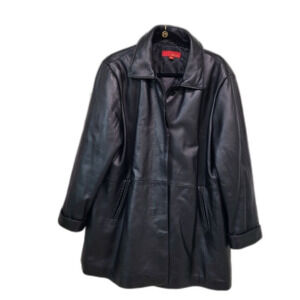 Black Leather Coat - Size 2X